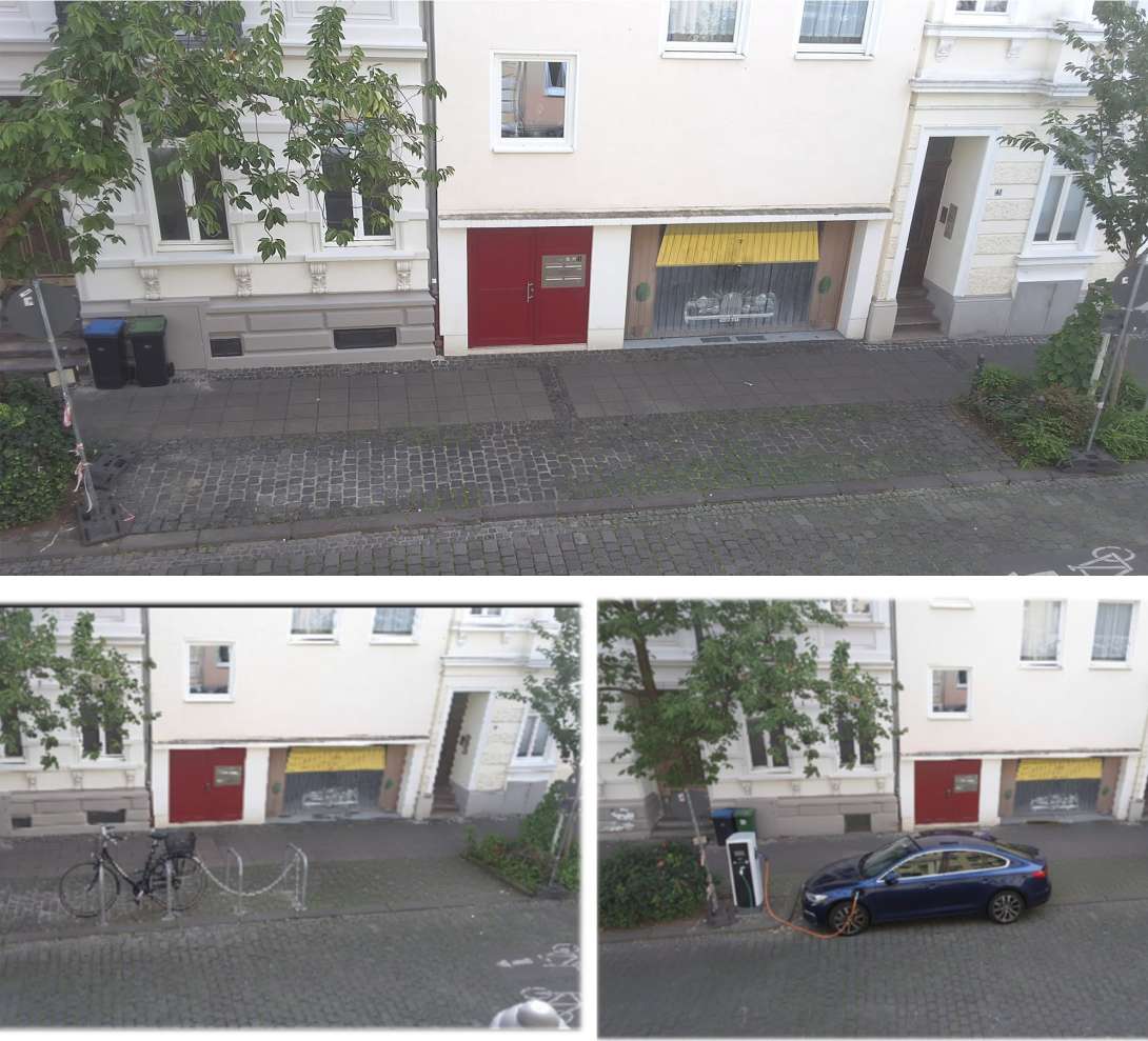 Oben die ausgangslage unten links und rechts zwei Vorschläge